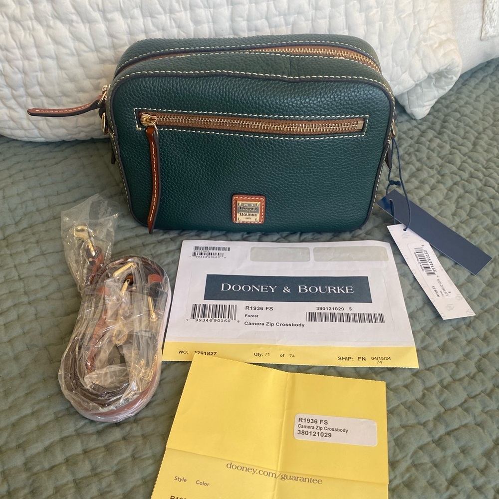 Dooney & Bourke Forest Green Camera Zip Leather Crossbody